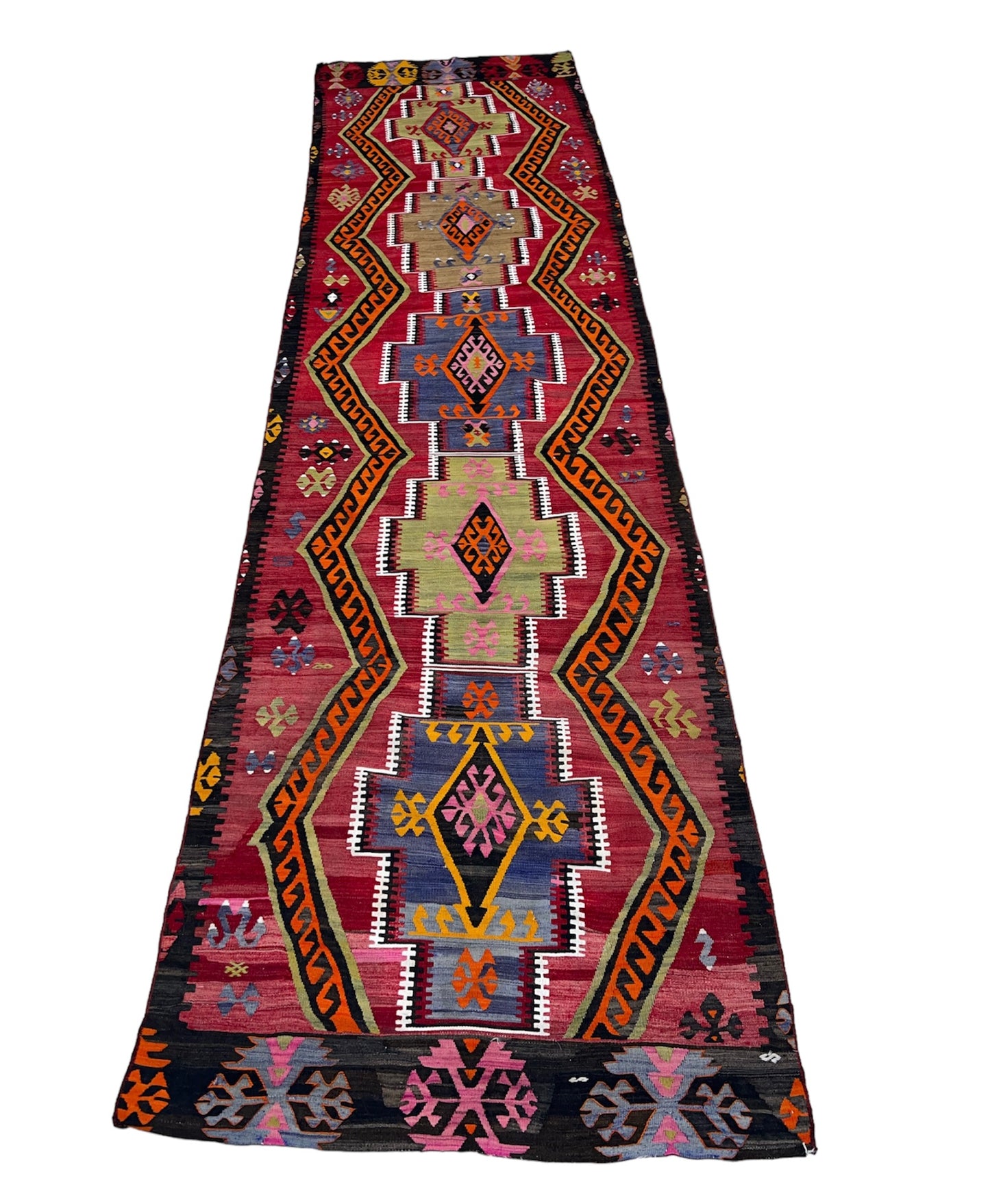 Turkish Kilim Runner, 3.6 x 13.3