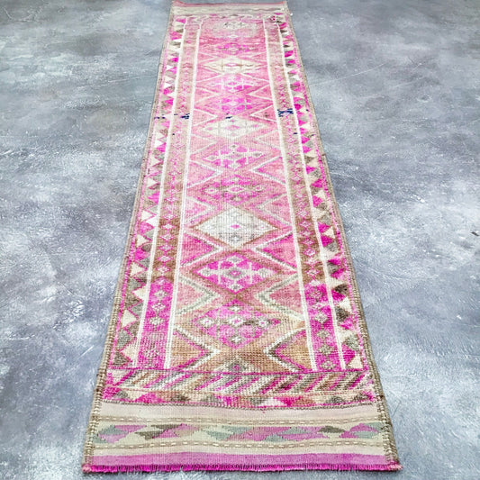 Handcrafted Vintage Herki Runner, 2'10 x 12'2