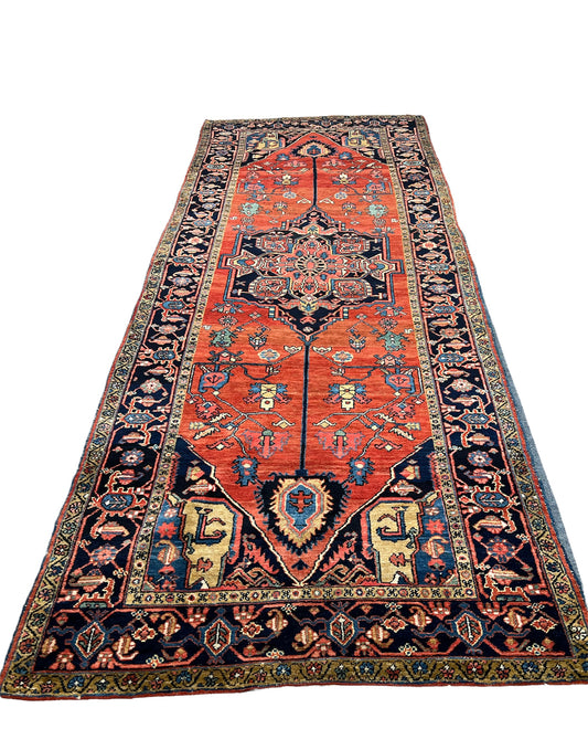 1920s Persian Heriz Wide Runner, 5.1 x 12.10